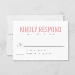 RSVP-Karte für die Hochzeitsszenografie in Rosa un RSVP Karte