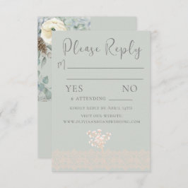 RSVP-Karte für die romantische Seite Grün Weiße Bl RSVP Karte