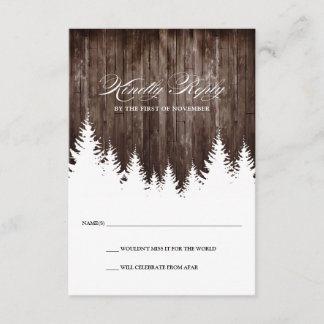 RSVP-Karte für die Winterhochzeit mit rustikalem H Einladung