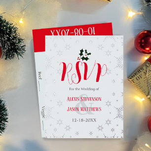 RSVP-Karte für die Winterhochzeit von Rot und Weiß Folie Einladungspostkarte
