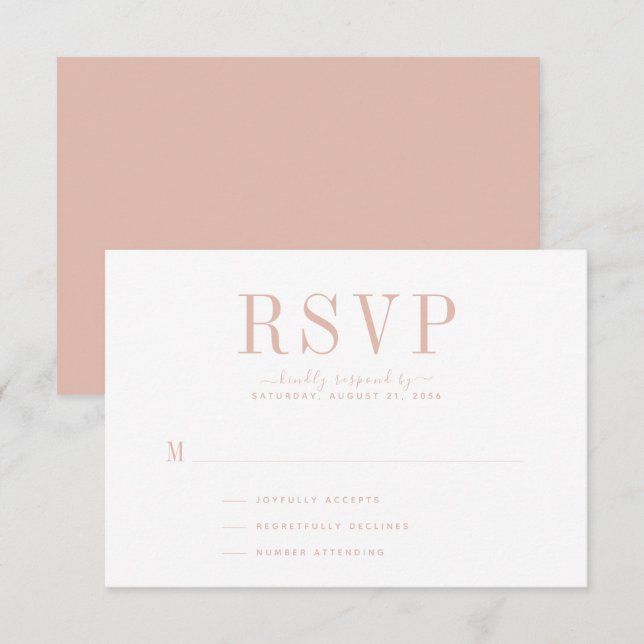 RSVP-Karte für einfache Blush-Hochzeit RSVP Karte (Vorne/Hinten)