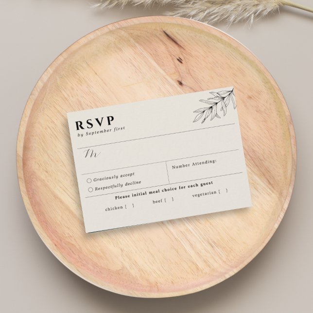 RSVP-Karte für einfache botanische Beige RSVP Karte (Von Creator hochgeladen)