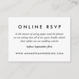 RSVP-Karte für einfache Schwarz-Weiß-Hochzeiten Begleitkarte