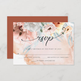 RSVP-Karte für elegante Coral Watercolor-Blume RSVP Karte