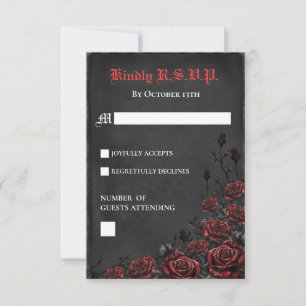 RSVP-Karte für elegante gotische Rose Rot und Schw RSVP Karte