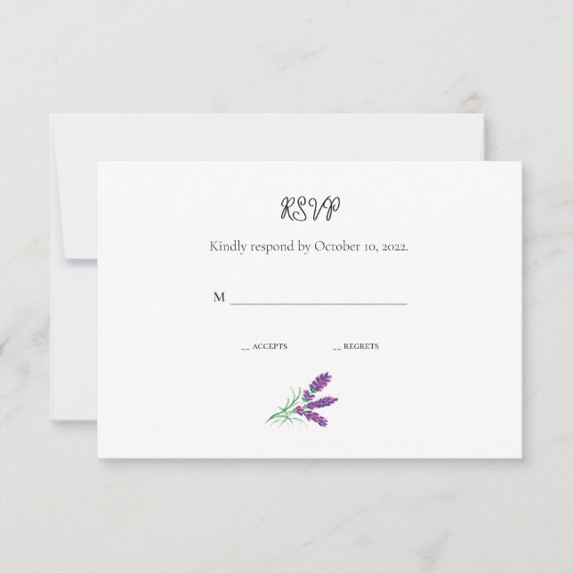 RSVP-Karte für elegante Lavendelhochzeit RSVP Karte (Vorderseite)