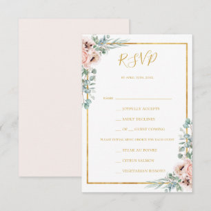 RSVP-Karte für elegantes blütenfarbenes Pastelmenü RSVP Karte