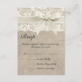 RSVP-Karte für Elfenbein und Burlap RSVP Karte