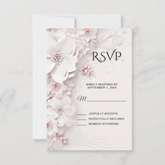 RSVP-Karte für Elfenbeinblütenpink RSVP Karte (Vorderseite)