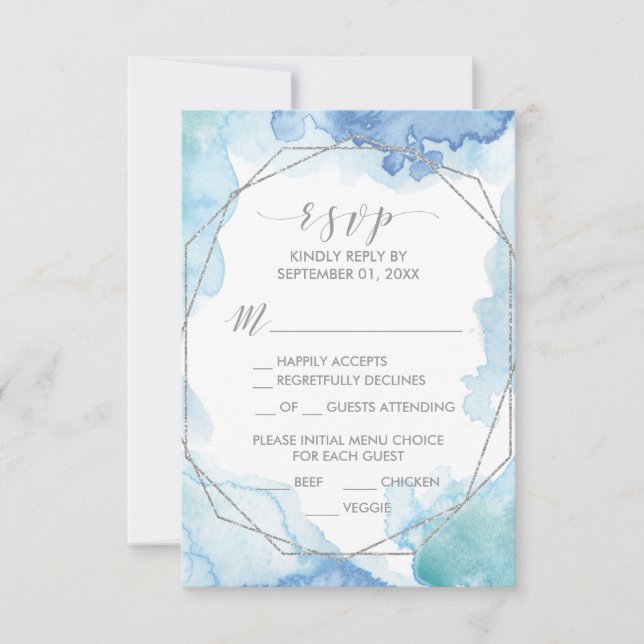 RSVP-Karte für geometrische Aquarellfarbe RSVP Karte (Vorderseite)
