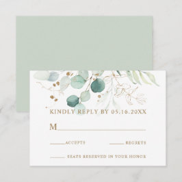RSVP-Karte für Gold und grüne Botanische Hochzeite RSVP Karte