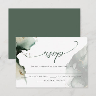 RSVP-Karte für Gold und Sage Green Watercolor RSVP Karte