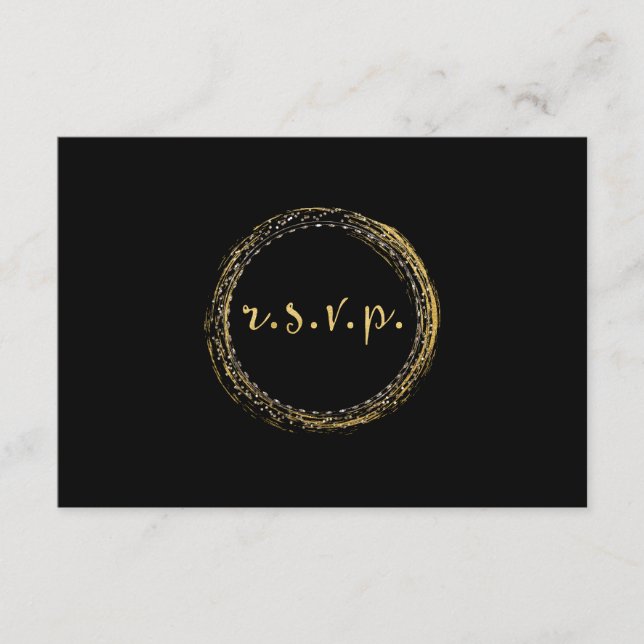 RSVP-Karte für Goldene Folie und Schwarz - Moderne RSVP Karte (Vorderseite)