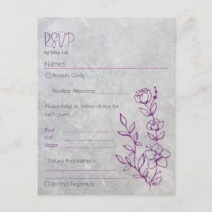 RSVP-Karte für graue Beton und Lila Hochzeit Begleitkarte