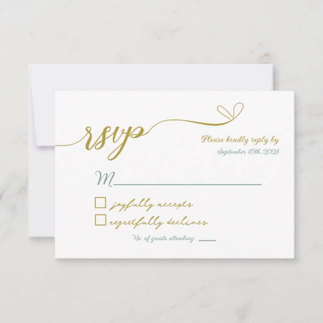 RSVP-Karte für Grünpflanzen und Gold-Hochzeiten RSVP Karte (Vorderseite)