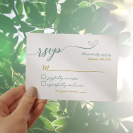 RSVP-Karte für Grünpflanzen und Gold-Hochzeiten RSVP Karte