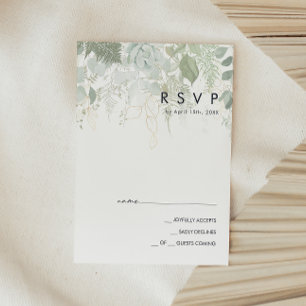 RSVP-Karte für Grünpflanzen und Gold-Leaf RSVP Karte