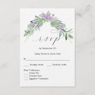 RSVP-Karte für Grünpflanzen und Lavendel Einladung