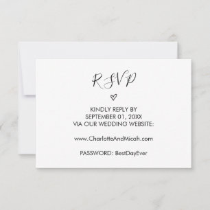 RSVP-Karte für handgezeichnete Herz-Hochzeit-Websi RSVP Karte