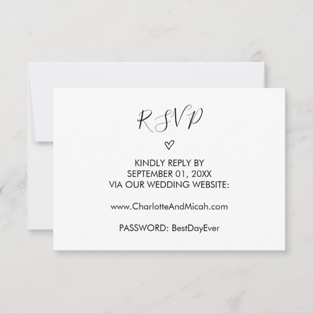 RSVP-Karte für handgezeichnete Herz-Hochzeit-Websi RSVP Karte (Vorderseite)