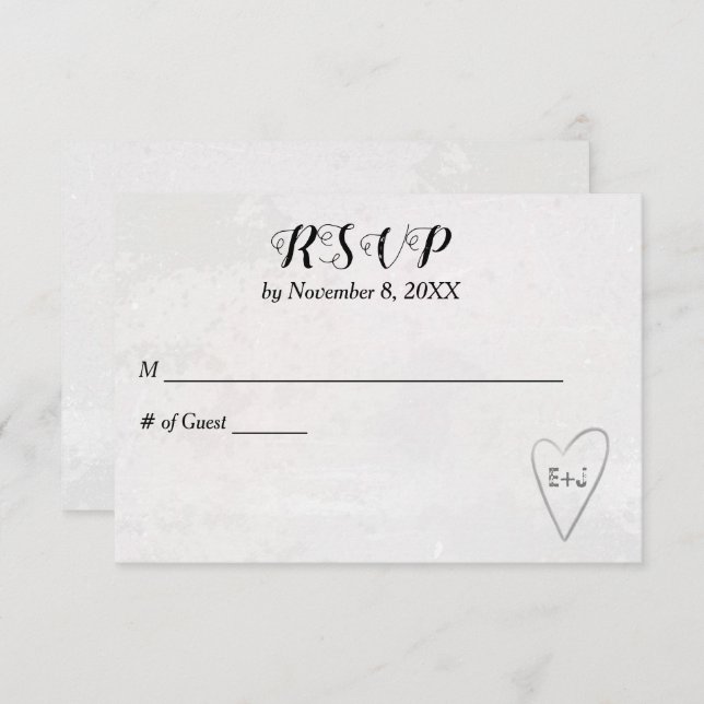 RSVP-Karte für Heart Wedding RSVP Karte (Vorne/Hinten)