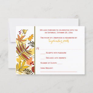 RSVP-Karte für Herbsthochzeiten Blätter, Saatgut RSVP Karte