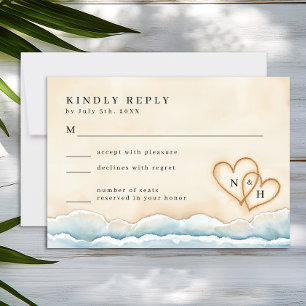 RSVP-Karte für Hochzeiten am Strand mit Aquarellpl RSVP Karte
