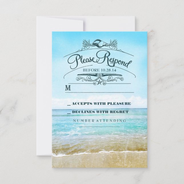 RSVP-Karte für Hochzeiten am Strand RSVP Karte (Vorderseite)