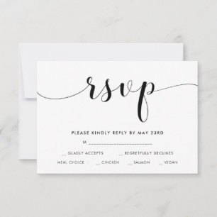 RSVP-Karte für Hochzeiten in Schwarz/Weiß mit Wahl RSVP Karte