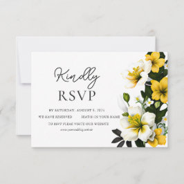 RSVP-Karte für Hochzeiten in Weiß und Gelb RSVP Karte