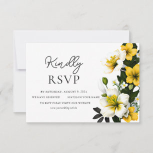 RSVP-Karte für Hochzeiten in Weiß und Gelb RSVP Karte