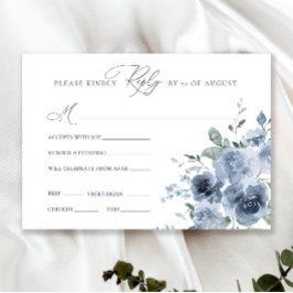 RSVP-Karte für Hochzeiten mit blauer und weißer Bl RSVP Karte