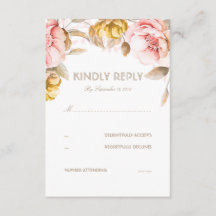 RSVP-Karte für Hochzeiten von Blume mit Gold und B