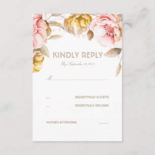 RSVP-Karte für Hochzeiten von Blume mit Gold und B RSVP Karte