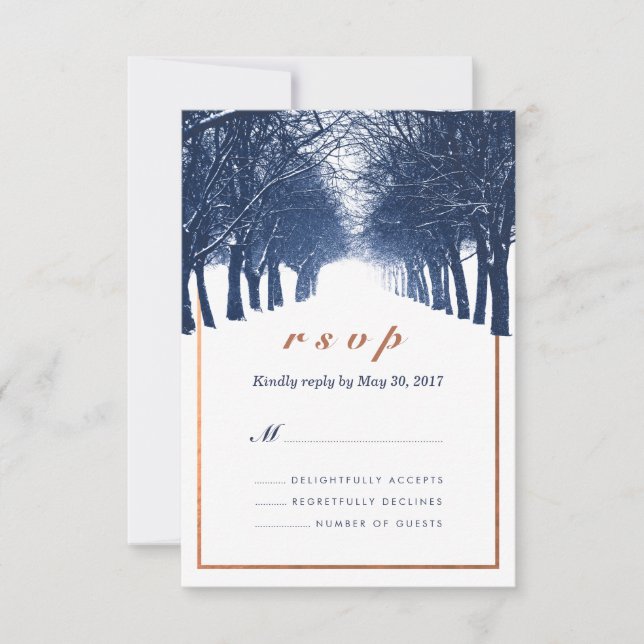 RSVP-Karte für Hochzeiten von Kupferwinterbäumen RSVP Karte (Vorderseite)