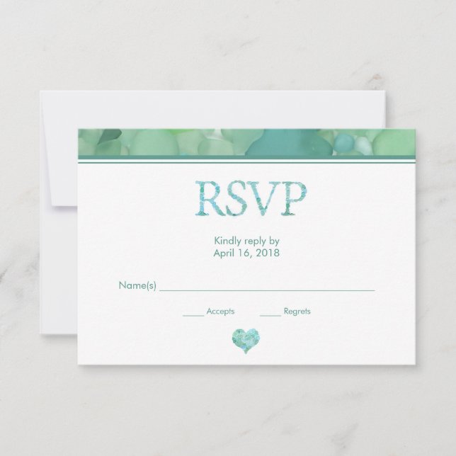 RSVP-Karte für Hochzeiten von Meerglas RSVP Karte (Vorderseite)