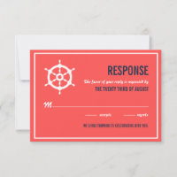 RSVP-Karte für Hochzeiten von Navy Blue und Koral