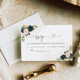 RSVP-Karte für Hochzeiten von Navy & Blush Pink RSVP Karte