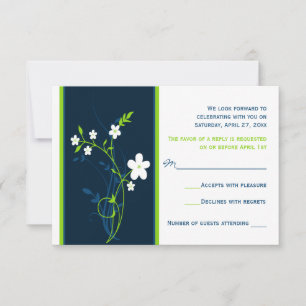 RSVP-Karte für Hochzeiten von Navy, Limon, White F Einladung
