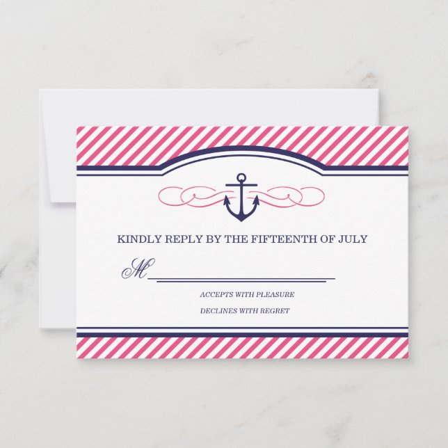 RSVP-Karte für Hochzeiten von Navy und Pink RSVP Karte (Vorderseite)