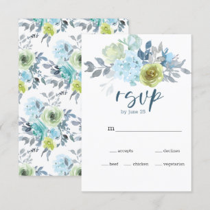 RSVP-Karte für Hochzeitsfeiern mit hellblauer Gelb RSVP Karte