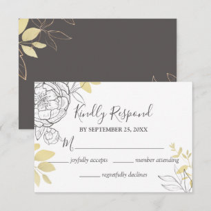 RSVP-Karte für Hochzeitskartons mit grauem und gol RSVP Karte