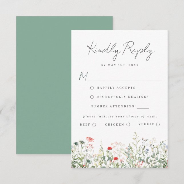 RSVP-Karte für Hochzeitsmahlzeiten RSVP Karte (Vorne/Hinten)