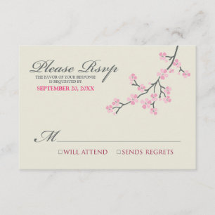 RSVP-Karte für Kirschblüten (rosa/grau) RSVP Karte