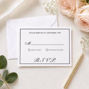 RSVP-Karte für klassische Schwarz-Weiß-Hochzeit RSVP Karte