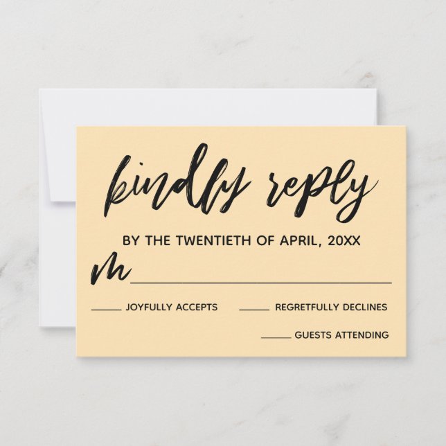 RSVP-Karte für lässige Handschrift Pfirsichpfirsic RSVP Karte (Vorderseite)