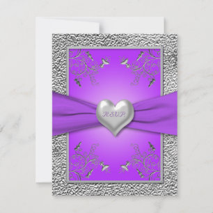 RSVP-Karte für Lavendel und Pewter-Herz RSVP Karte