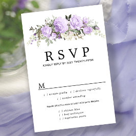 RSVP-Karte für lila Blumenzwiebeln, Wahlmöglichkei RSVP Karte