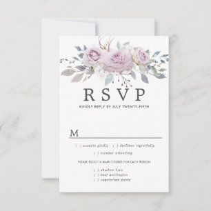 RSVP-Karte für lila Blumenzwiebeln, Wahlmöglichkei RSVP Karte