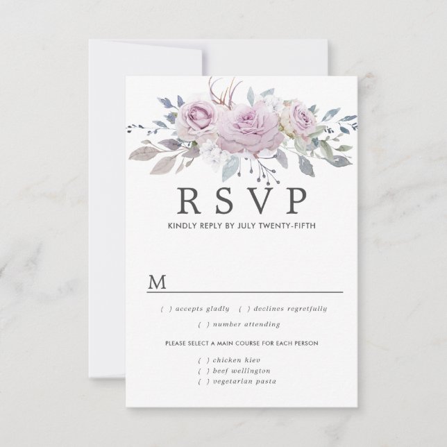 RSVP-Karte für lila Blumenzwiebeln, Wahlmöglichkei RSVP Karte (Vorderseite)